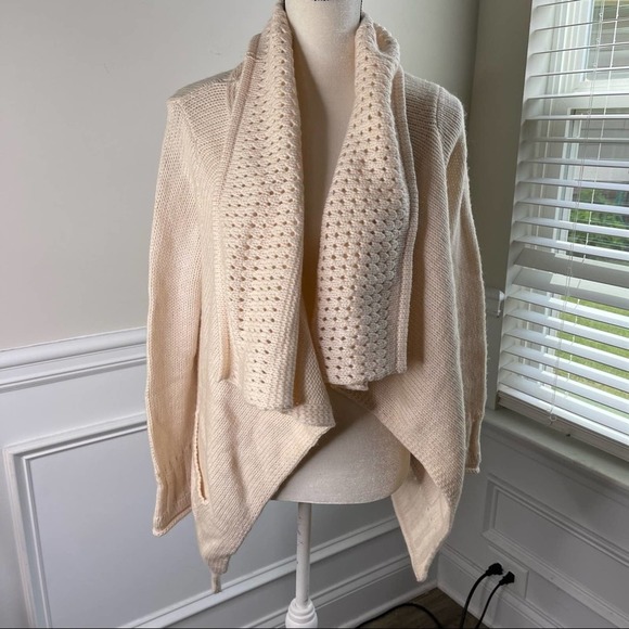 Michael Kors cream waterfalls open sweater‎ cardigan size medium - Picture 1 of 6